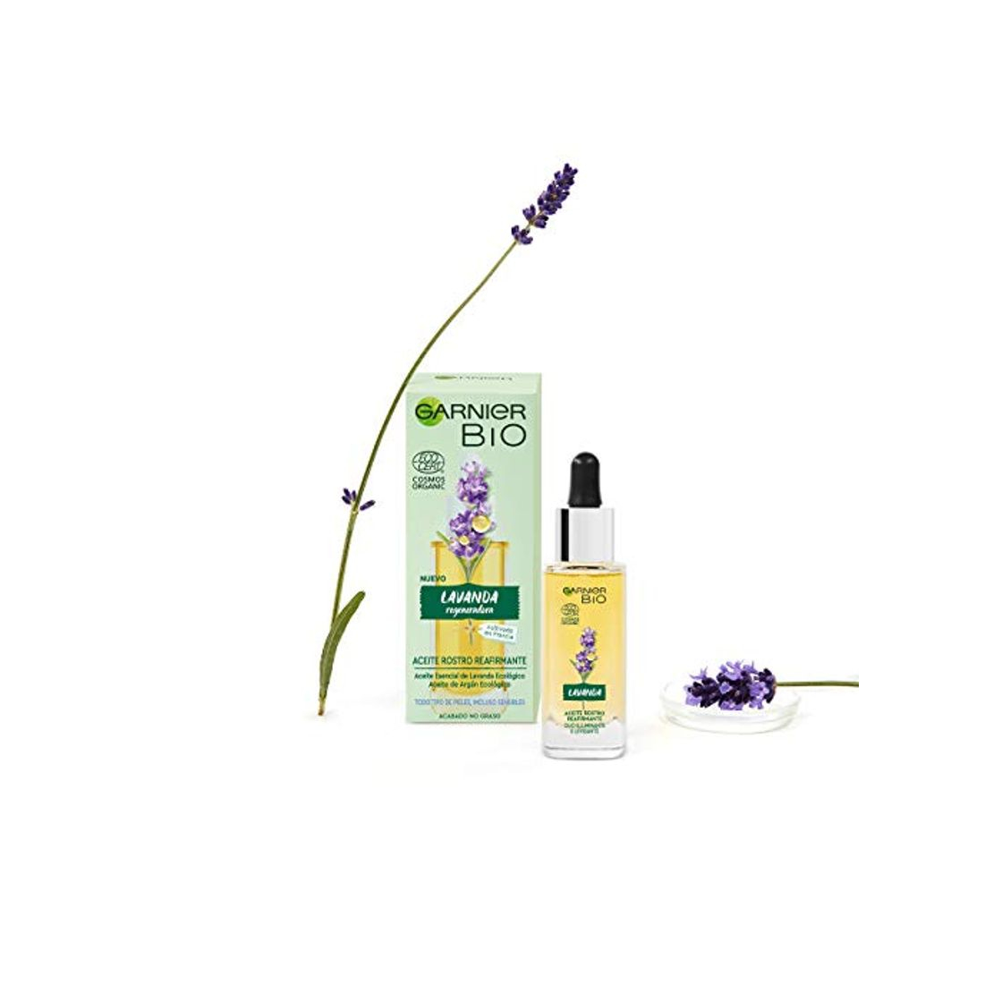 Social Garnier BIO Aceite Rostro Reafirmante con Aceite Esencial Lavanda y de Argán