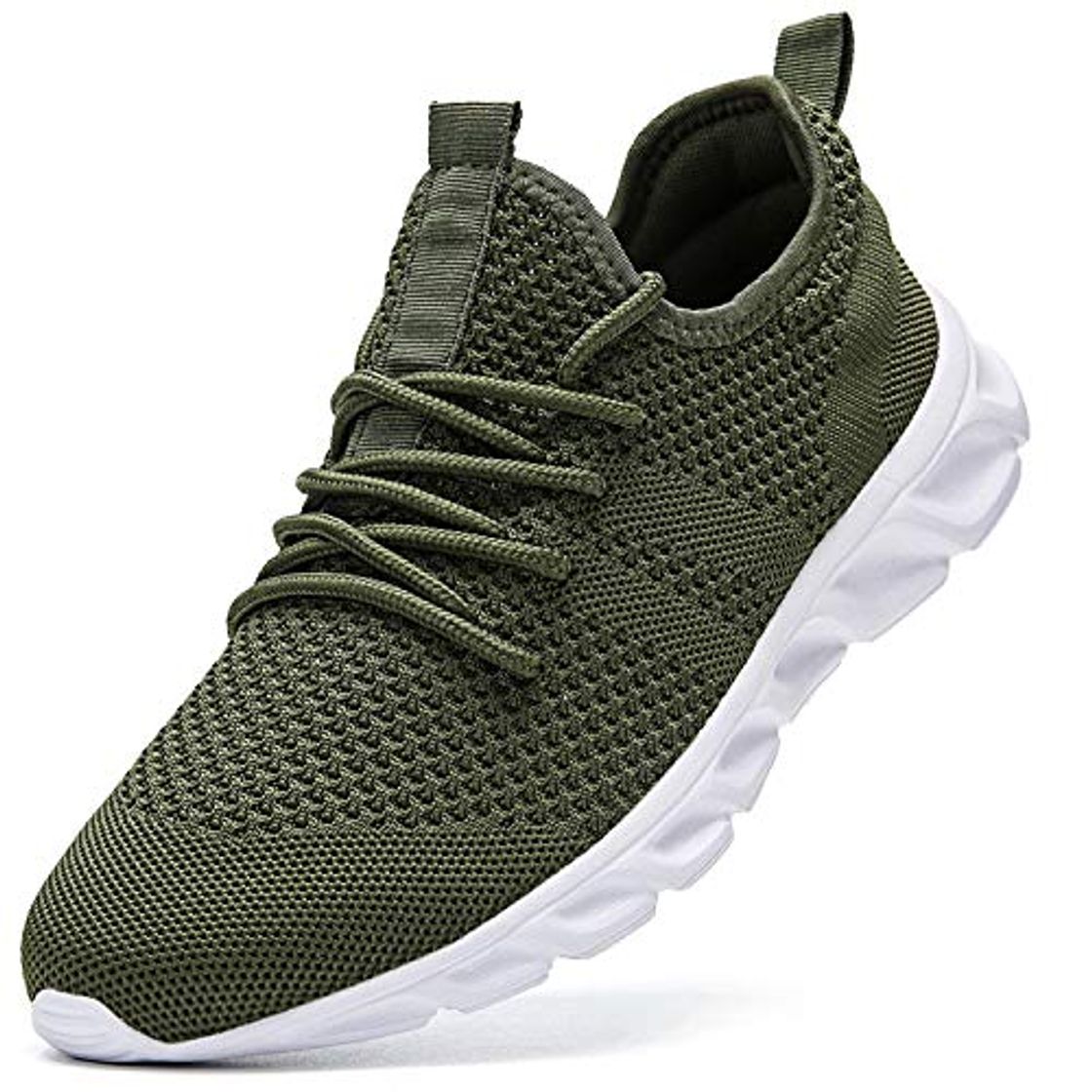 Social Zapatillas de Running para Hombre Casual Tenis Asfalto Zapatos Deporte Fitness Gym Correr Gimnasio Deportives Transpirables Seguridad Atlético Trekking Bambas Plataform Sneakers Verde 42 EU