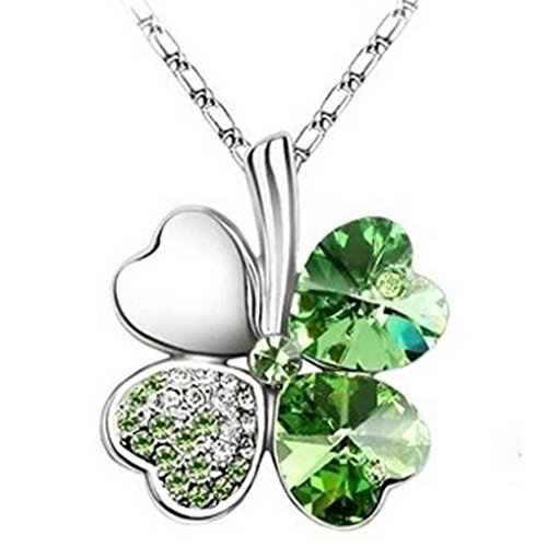 Bobury Colgantes de trébol de cuatro hojas collares joyería plateada plata cristalina