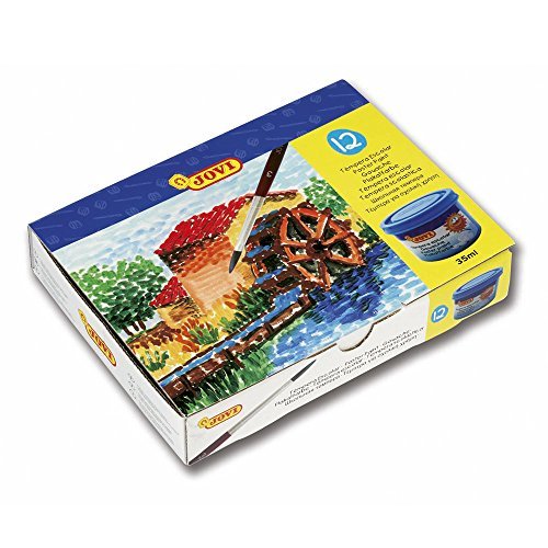 Product JOVI 152818 - Caja de 12 botes de tempera escolar de 35