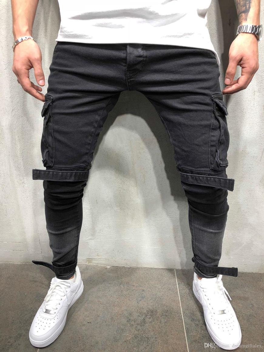 Product American Streetwear Men Jeans Blue Color Elastic Skinny Jeans   Denim Pantalones Casuales   Moda Hip