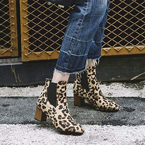 Producto Logobeing Botines Mujer Tacon Invierno Planos Tacon Ancho Zapatos con Estampado de