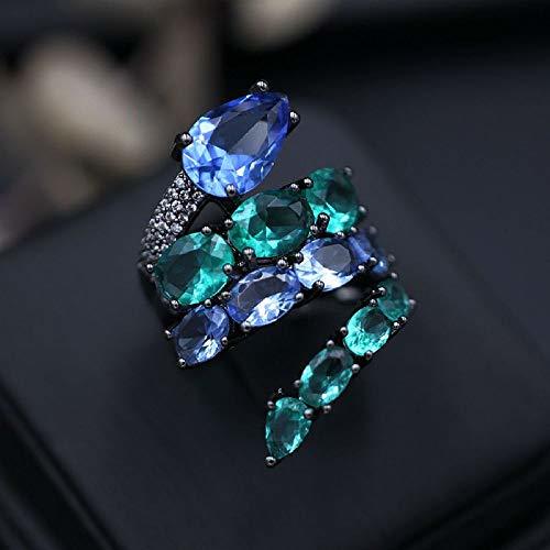 Producto GUANGUA Señoras Anillo clásico Colorido circón cúbico Verde Azul Piedra Cristal Cristal