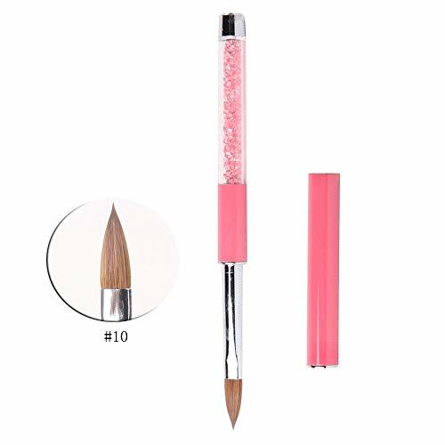 Product BQAN 1Pc Acrylic Nail Art Brush With Pink Rhinestone Handle Pure Kolinsky