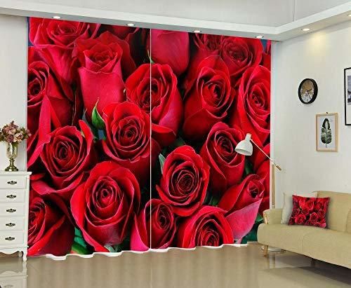shkdif Cortina Aislante para Dormitorio 3D Rosa Roja