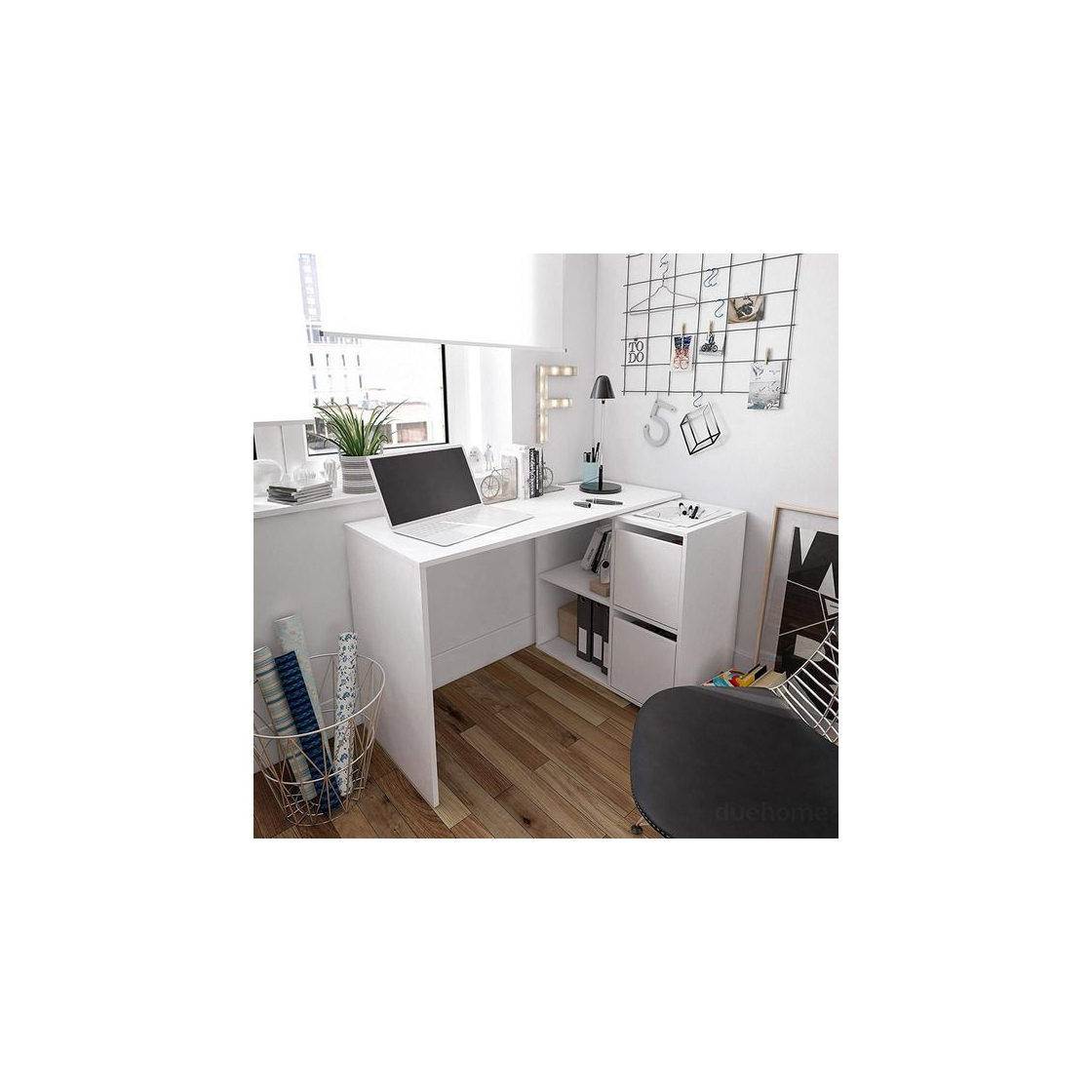 Social Habitdesign 008311A - Mesa Escritorio, Mueble de despacho, Modelo Adapta, Color Blanco