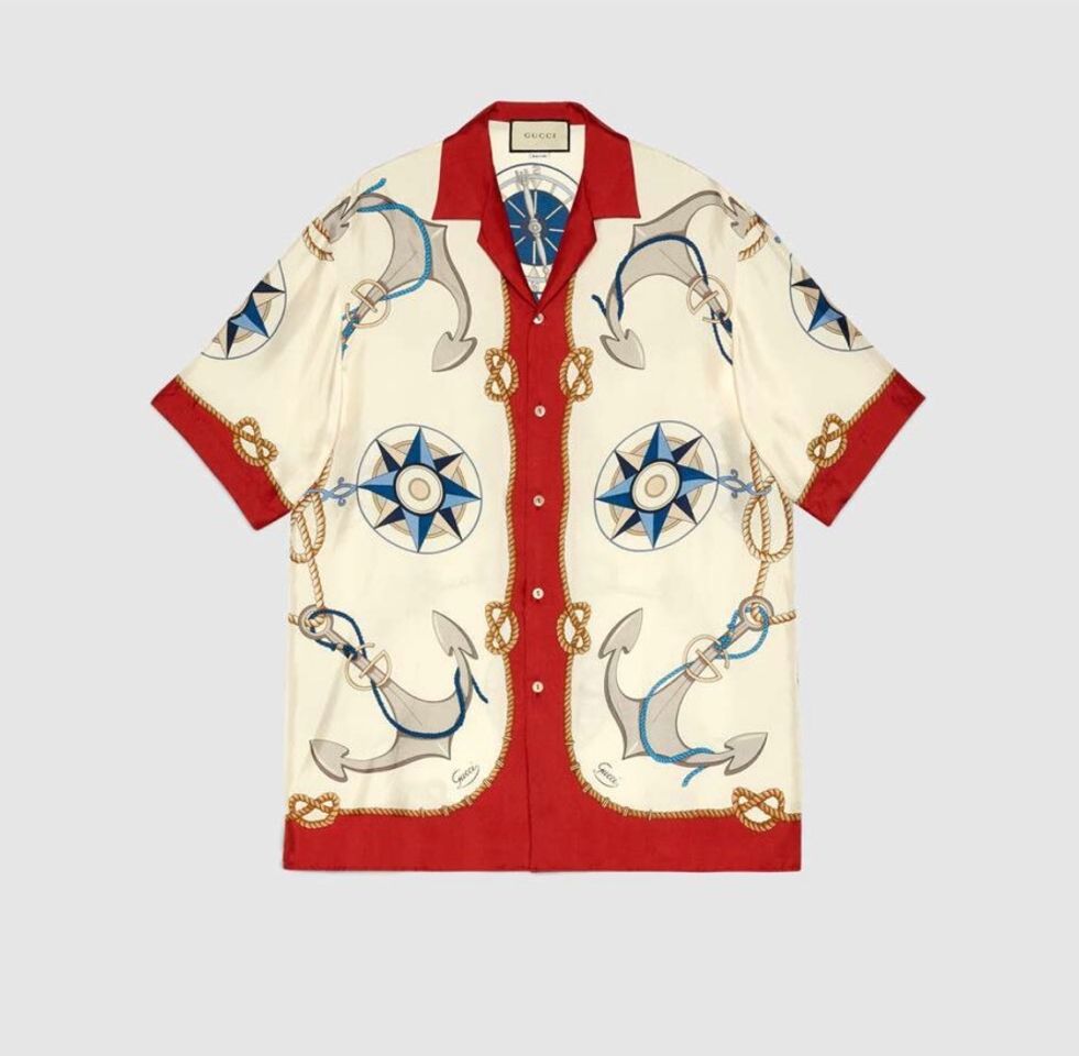 Fashion Gucci Nautical print oversize bowling shirt