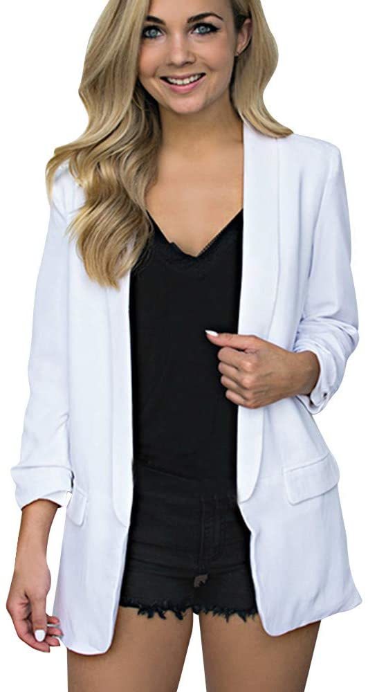 Moda Mujeres Blazer Elegante Oficina Traje de Chaqueta Outwear Casual STRIR