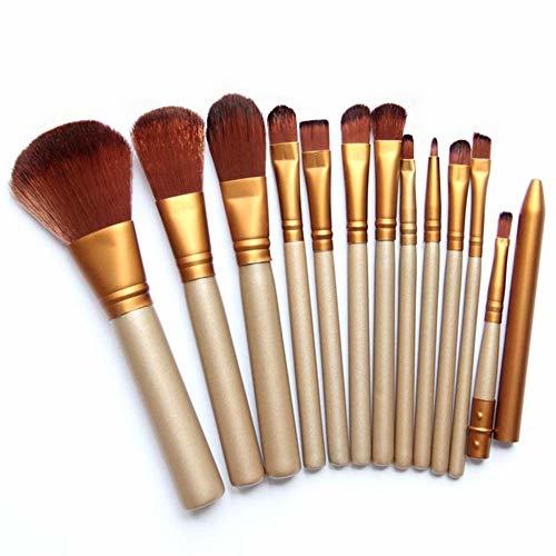 Belleza Emorias 12 Pcs Juego de Brochas de Maquillaje Base Oro Pincel de