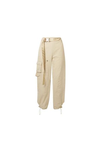 Belted cotton-blend drill tapered pants