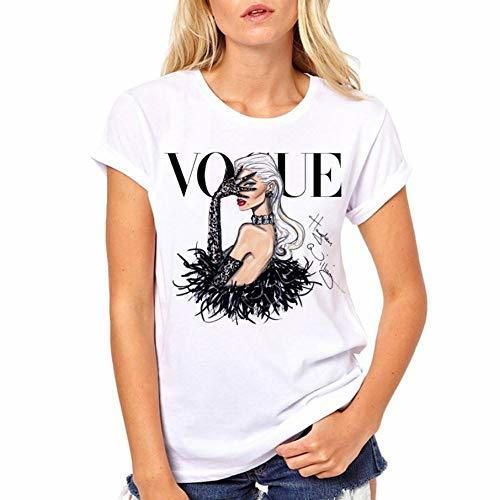 LIULINUIJ Camiseta De Mujer Camisetas con Estampado De Moda Camisetas con Cuello