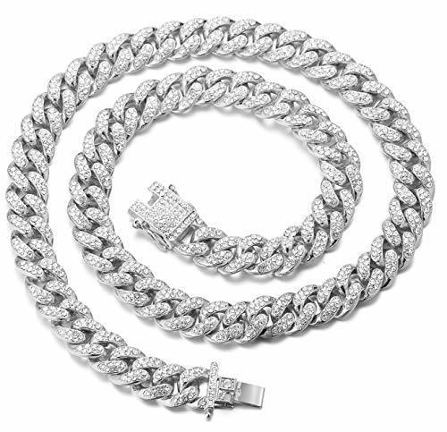 Fashion ChainsPro Collar Curb Cubano Miami Acero Inoxidable 6mm Ancho 18 Pulgadas Largo