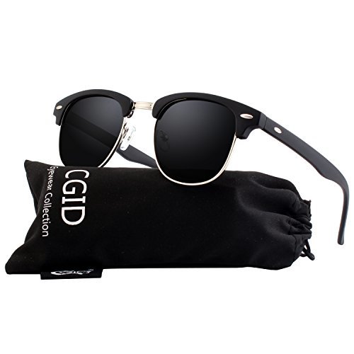 Moda CGID Gafas de sol polarizadas retro medio marco clásico para Hombre y