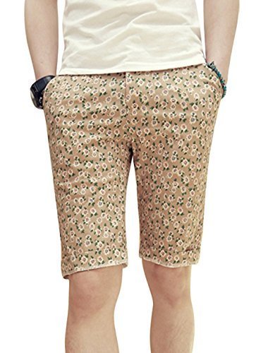 Producto DealMux de cinto Fly Zip um botão Up estampas florais Shorts para