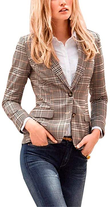 Fashion Elegantes Mujer Patchwork Traje Blazer Chaqueta Americana Chaqueta Abrigos Otoño Moda A