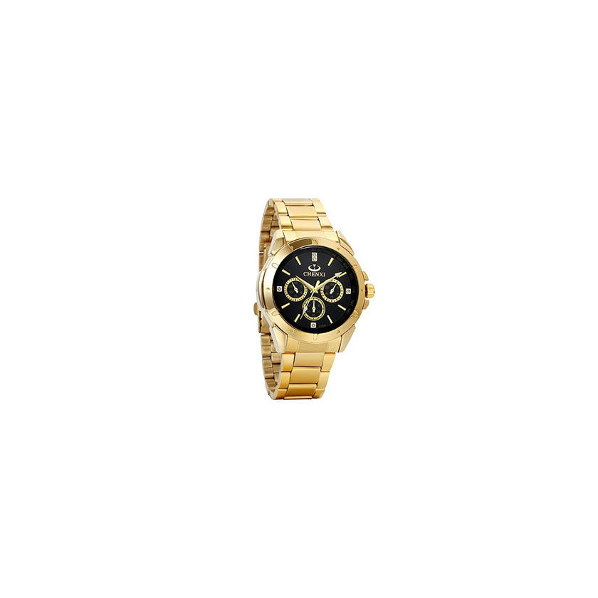 Social Avaner Reloj Dorado de Esfera Negra Negro Dial