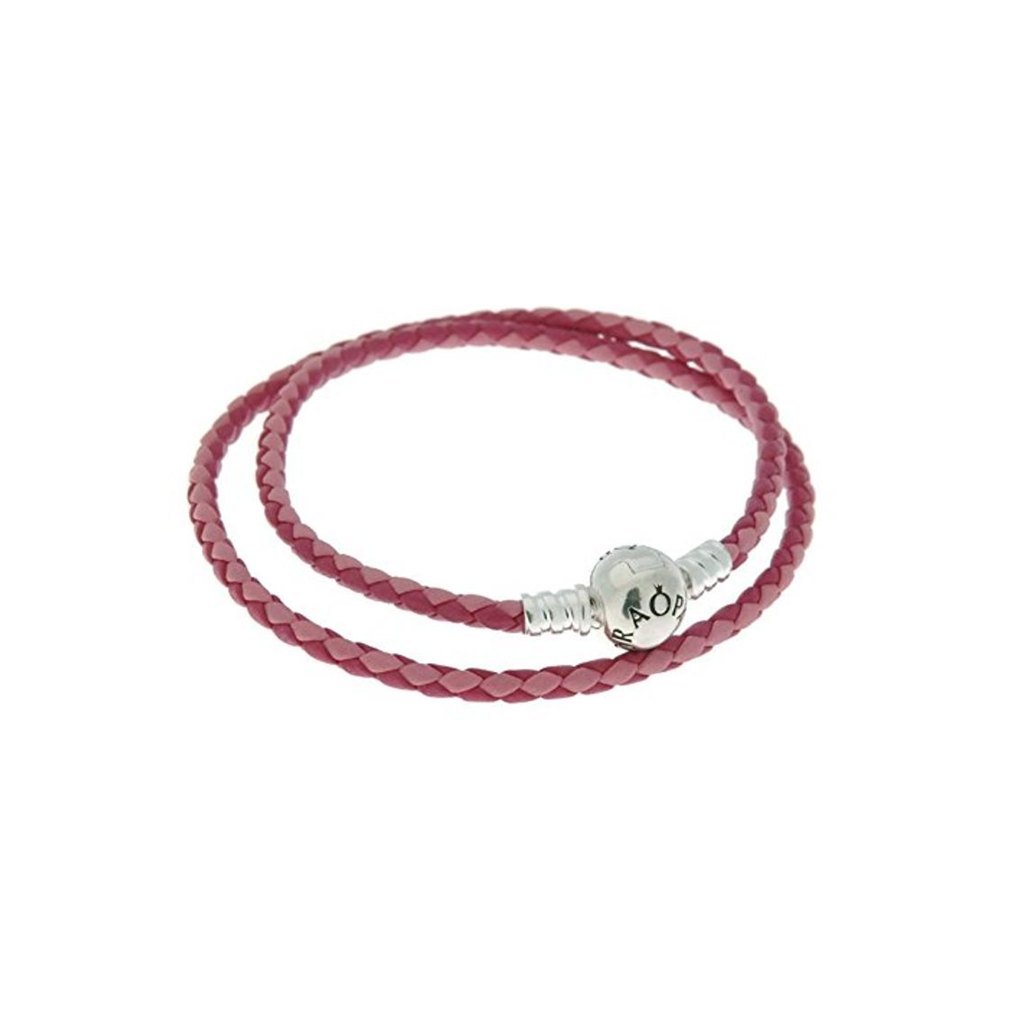 Producto PANDORA - Doble pulsera de cuero trenzado Honeysuckle Rose broche de plata