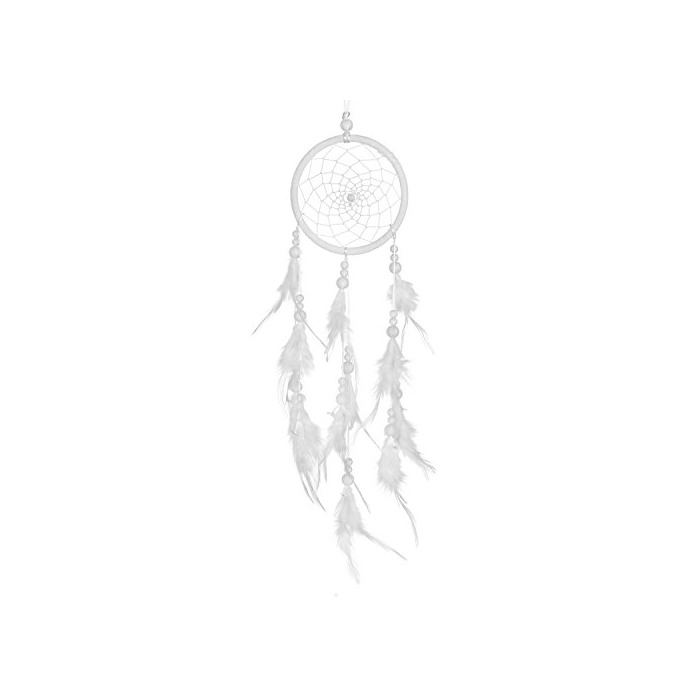 Home Atrapasueños Dreamcatcher para sueños buenos con perlas y plumas naturales Blanco