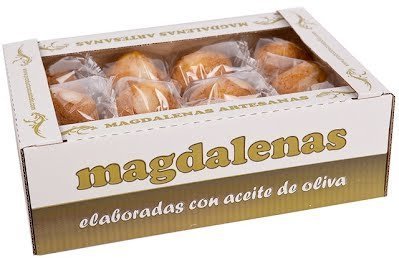 Lugar Caja con 24 unidades Magdalenas de aceite de oliva aprox.