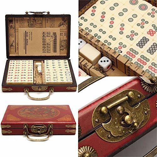 Places Juego Mahjong Viaje portátil Mahjong 144 Piezas de Mahjong con una Funda