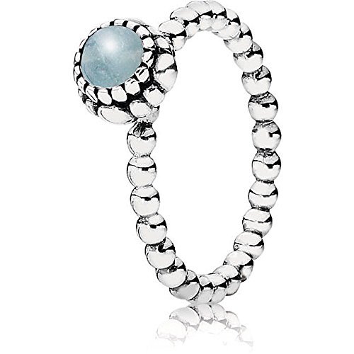 Social Pandora 190854AQ-56 - Anillo de plata de ley con aguamarina, talla 16