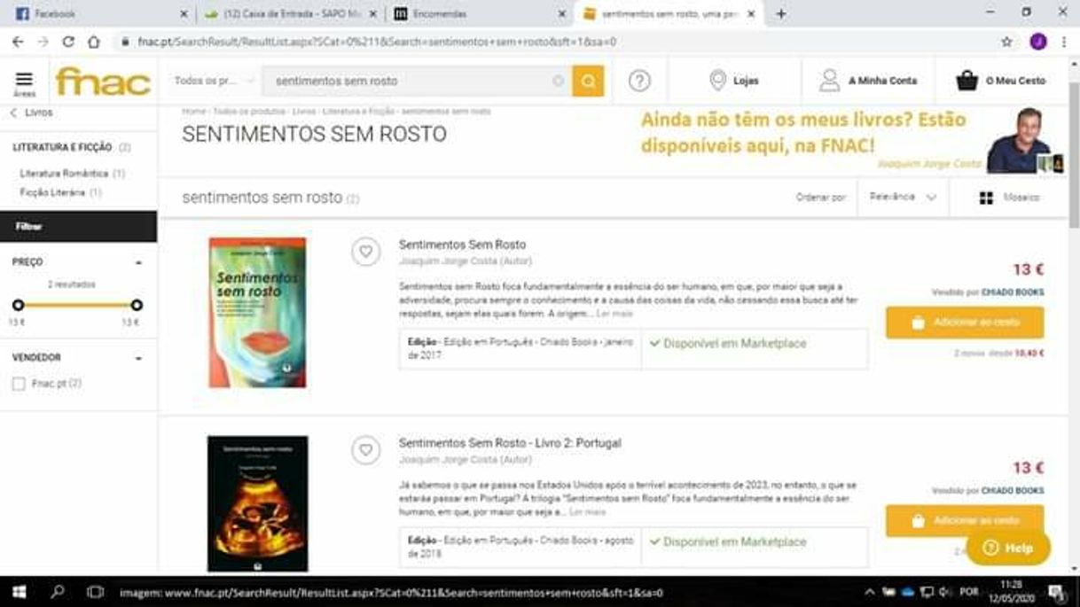 Moda Livro Sentimentos sem Rosto- FNAC