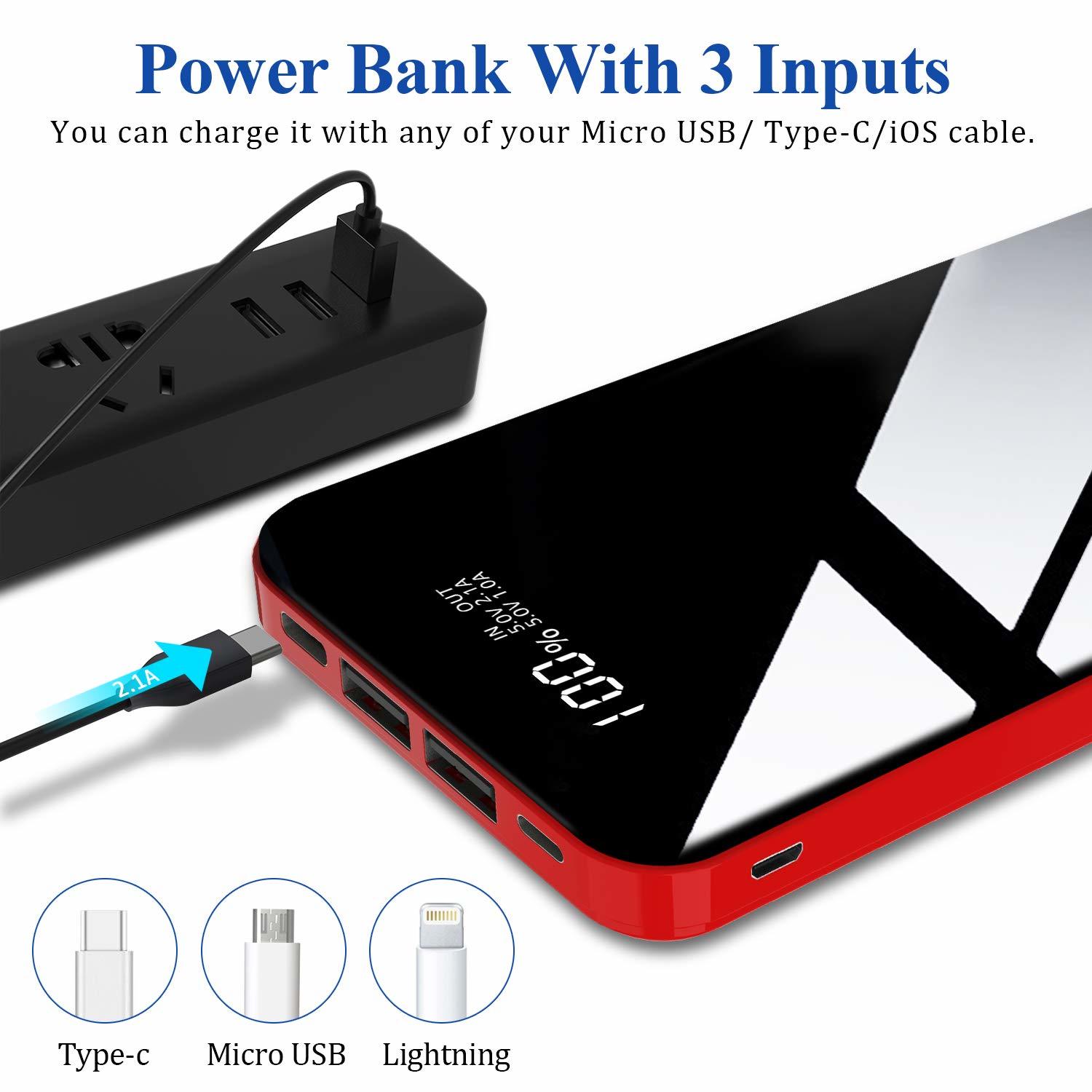 Electrónica Todamay Batería Externa 26800mAh Power Bank con 3 Entradas y 2 Puertos