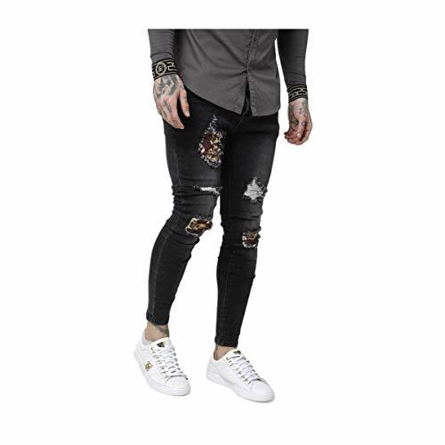 Places Siksilk AW19 - Siksilk 15212 Low Rise Distressed Burst Knee Denim Washed