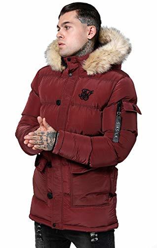 Lugar Sik Silk Shiny Puff Parka – Burgundy