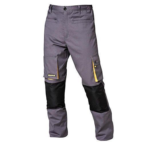 Wolfpack 15017090 Pantalon de Trabajo Gris/Amarillo Largo Talla 42/44 M
