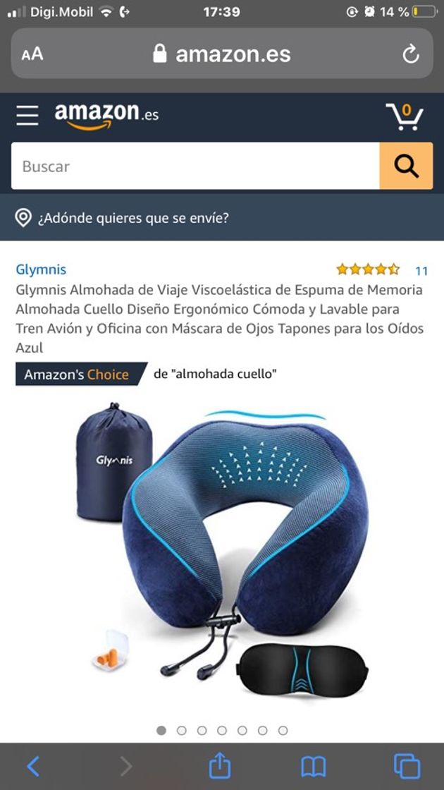 Products Almohada de viaje mas antifaz y tapones oidos 