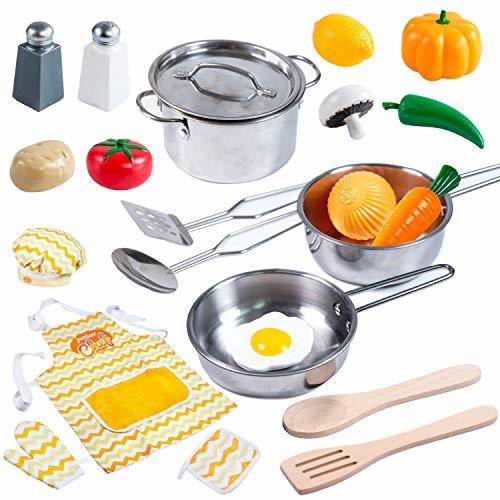 JOYIN Juguetes de Cocina Acero Inoxidable 22 Piezas Set Utensilios de Cocina