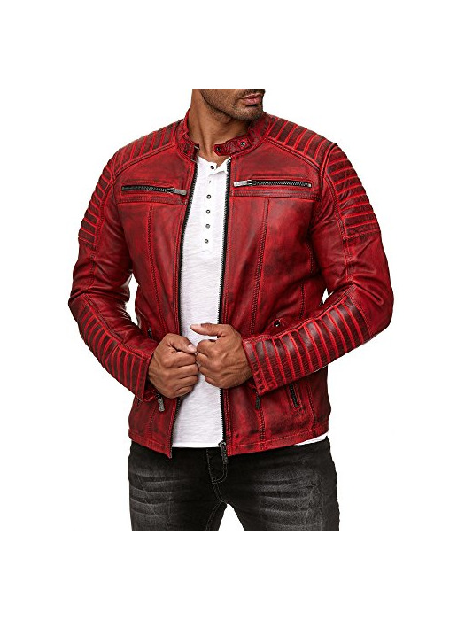 Fashion Red Bridge Chaqueta de Hombres Cuero Sintética