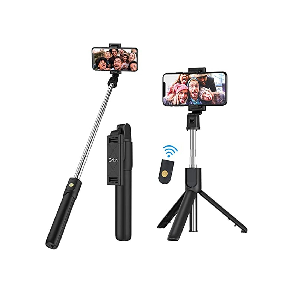 Electrónica Gritin Palo Selfie Trípode, 3 en 1 Selfie Stick Móvil Bluetooth con