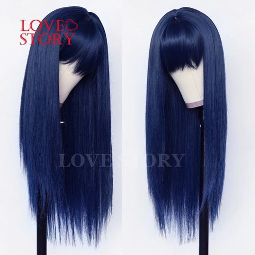 Loverstore-Peluca de cabello sintético liso y sedoso