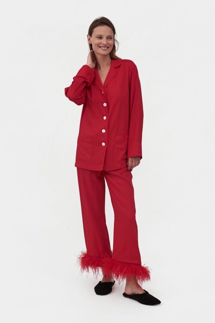 Product Party Pajama Set with Feathers in Red – Sleeper