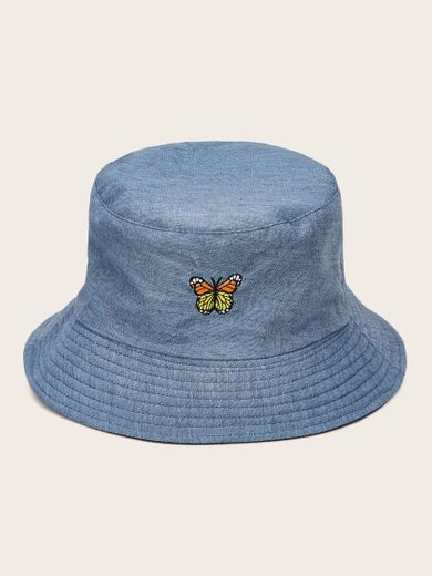 Chapéu bordado de borboleta 