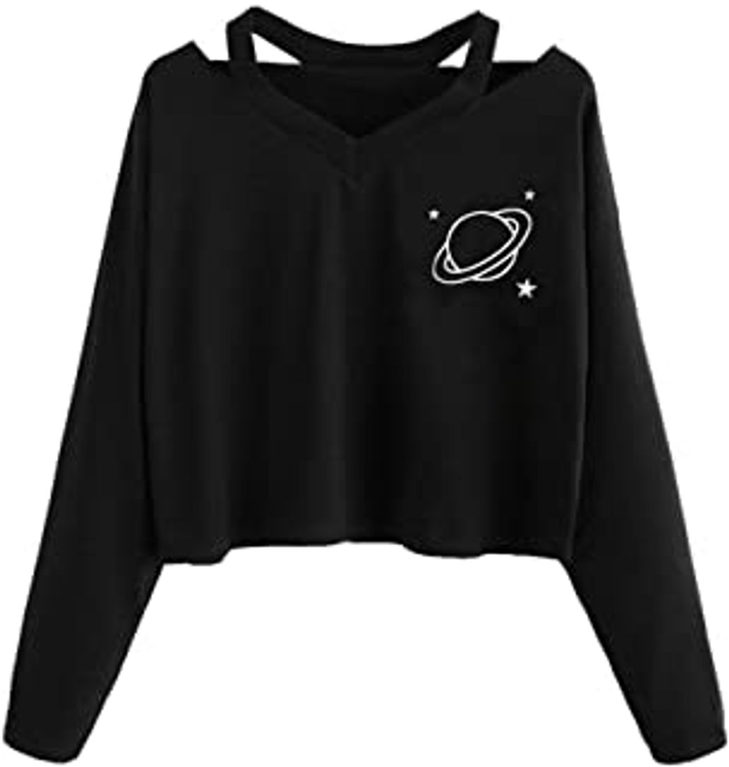 Moda YIKEYO Sudaderas Cortas Adolescentes Chicas Tumblr Sudadera Mujer con Capucha Estampado Gato Camiseta de Manga Larga Ropa de Tops Niña Juveniles