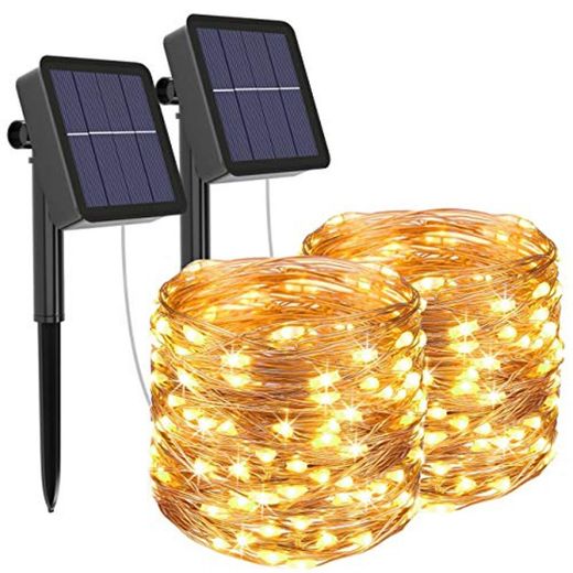[2 Pack] Guirnaldas Luces Exterior Solar