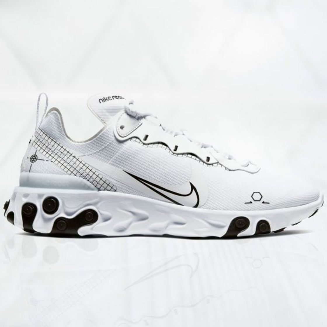 Moda Nike React Element 55, Zapatillas para Correr para Hombre, White