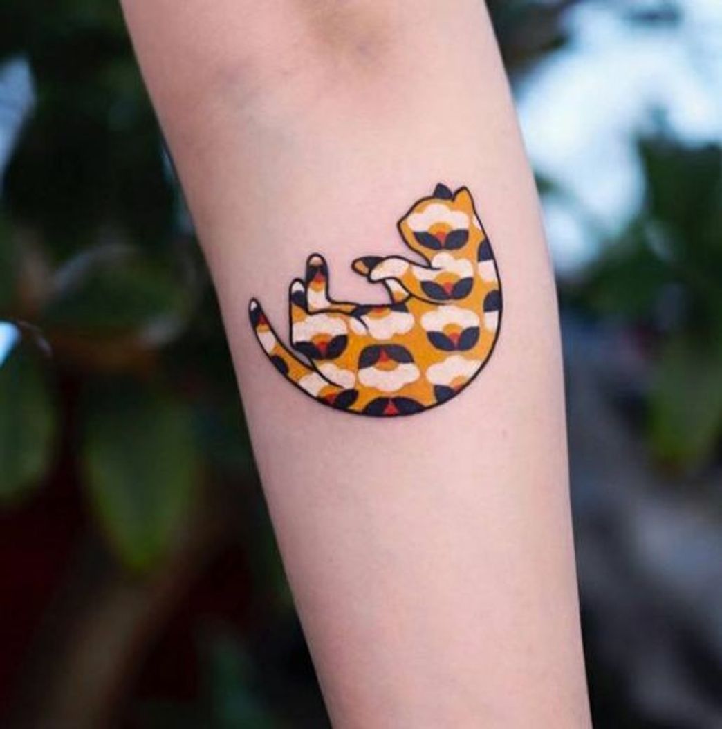 Social Tattoo colorida de gatinho @newtattoo_17