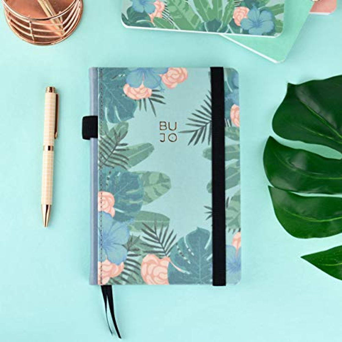 Producto Libreta Bullet Journal Tropical/Libreta Punteada- 14,5 x 21 cm- Encuadernación Suisse- Tapa