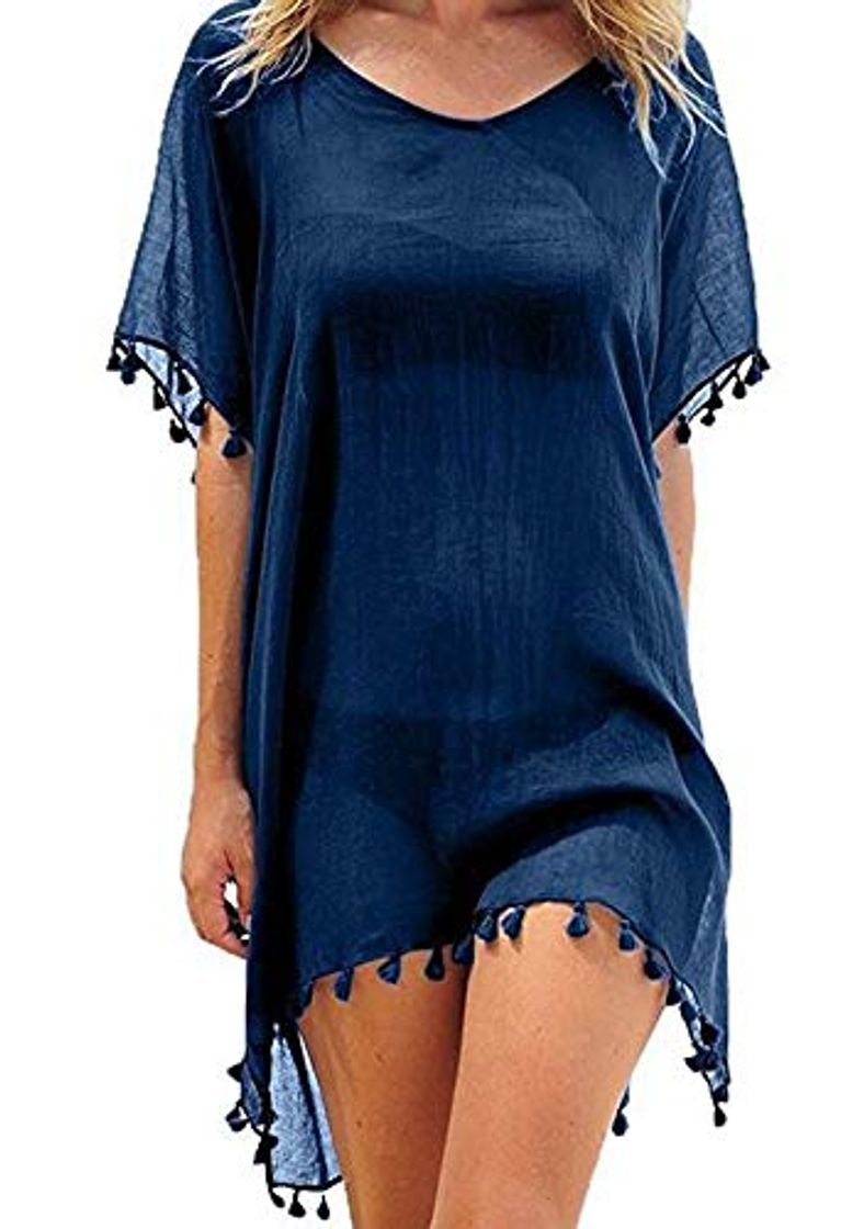 Moda UMIPUBO Mujer Ropa de Baño Suelto Vestido de Playa Borla Verano Camisolas