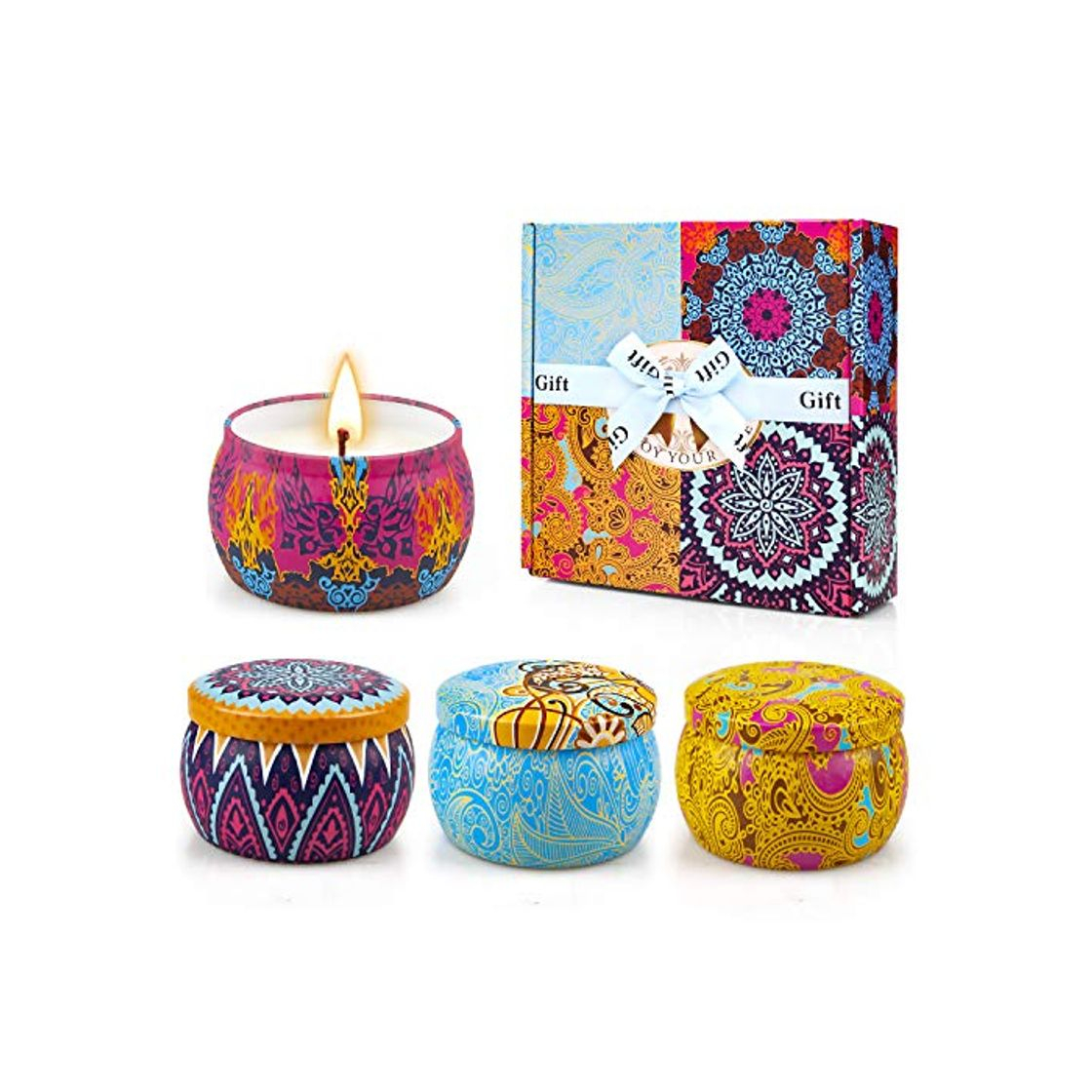 Producto Yinuo Candle Velas Perfumadas Vela Aromática Caja de Regalo 4 Latas