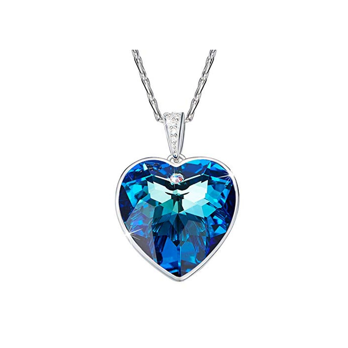 Producto Collar Corazón 925 con Colgante Elemento Swaroviski Azul Regalo San Valentín Cumpleaños Hipoalergénico Aniversario de Boda