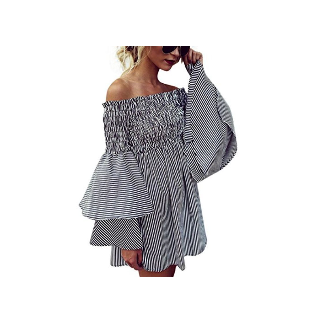 Social Overdose Vestido De Manga Larga Las Mujeres del Partido Ocasional La Raya