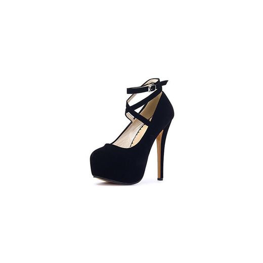 OCHENTA Zapatos con Tacon Alto para Mujer Plataforma #01 Negro 45