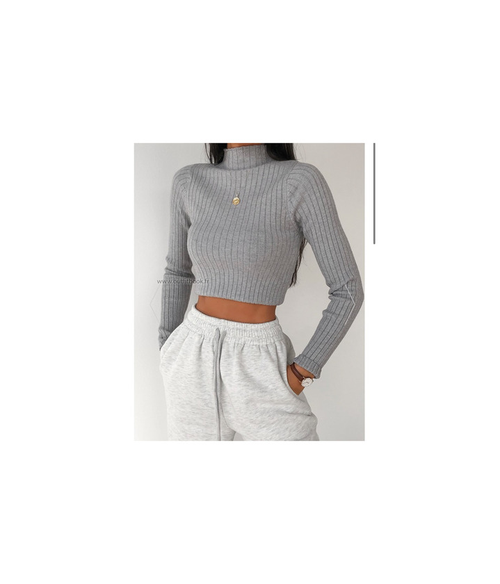 Product HIGH NECK RIB KNIT JUMPER IN GREY