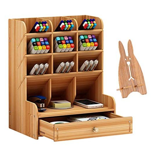 Marbrasse Organizador de escritorio de madera, multifuncional, para escritorio, papelería, hogar, oficina,