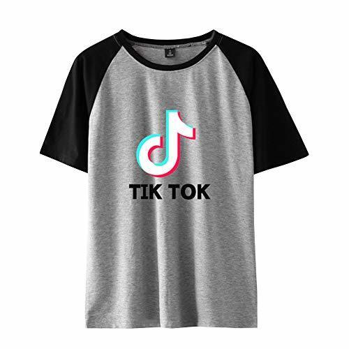 TIK Tok Patchwork Camiseta de Manga Corta con Paneles Unisex Cuello Redondo